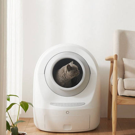 Electric Fully Enclosed Smart Cat Litter Box in gray, pink, blue, and green, WiFi enabled automatic cleaning by www.petpexi.com

