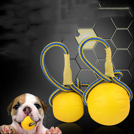 Yellow EVA Floating Pet Dog Training Ball with Rope from Petpexi, durable chew toy for puppies and dogs

