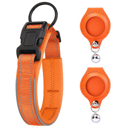 Durable Nylon AirTag Pet Collar with Leather Protective Case – Track Dogs & Cats Safely | petpexi.com