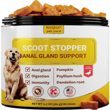 Scoot Stopper Soft Chews for Dogs – Anal Gland & Digestion Support with Pumpkin, Psyllium Husk – 180 Chewables | Fast & Free Shipping at www.petpexi.com