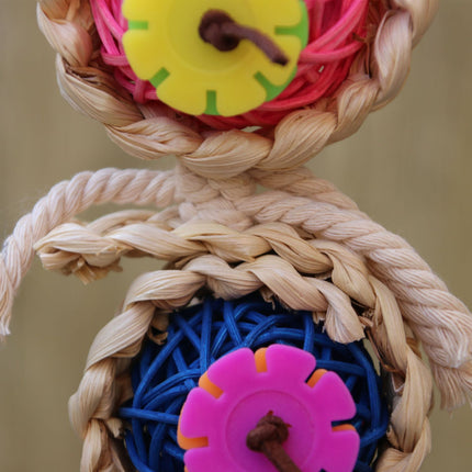 Parrot Supplies Pet Bird Toy – Bite Toy with Vine Twist & Luffa Sponge for Climbing and Chewing