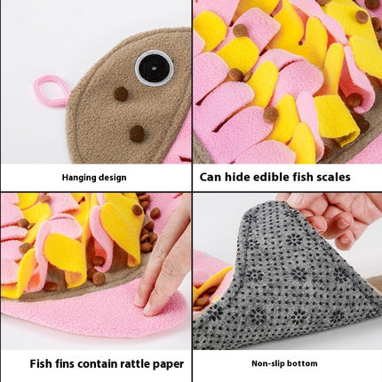 Fish-Shaped Snuffle Blanket Cat Training Toy – Pink Polar Fleece | Petpexi