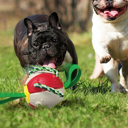 Interactive Dog Football Soccer Ball - Transforming Fetch & Tug Toy