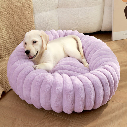 Long Plush Round Dog & Cat Bed – Winter Warm Pet Nest by Petpexi