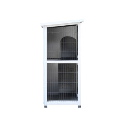 Rabbit Hutch Outdoor, 2-Story Rabbit Cage Indoor with Run, Bunny Cage with Removable No-Leak Trays, Waterproof Roof for Small Animals