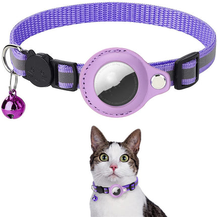 Reflective Nylon Collar with Waterproof Airtag Holder for Cats & Dogs – Adjustable Pet Tracker Protective Case