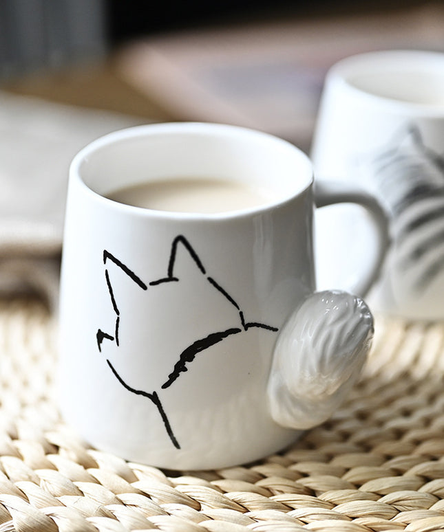 Japanese Creative Cat Ceramic Mug – Cartoon Style with Lid & Spoon | PetPexi