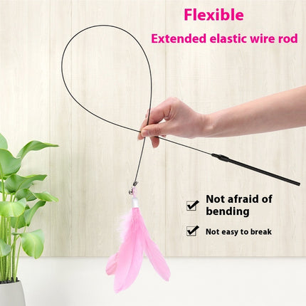 Cat Teaser with Bell & Long Feather Brush – Suction Cup & Handheld Options | Petpexi