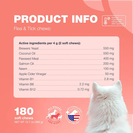 Dog Flea and Tick Treatment Chews – Natural Flea & Tick Prevention for Dogs – Immune Support Chewables – Soft Treats for All Breeds & Ages – Free U.S. Shipping