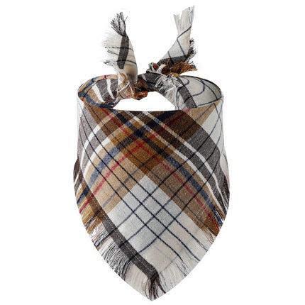 Plaid Tassel Triangle Scarf for Dogs – Stylish & Comfortable Pet Accessory | Petpexi