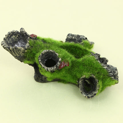 Imitation Moss Tree Root Shrimp Pot Fish Tank Decoration by www.petpexi.com – Synthetic Resin Aquarium Ornament with Flocking Tree Head

