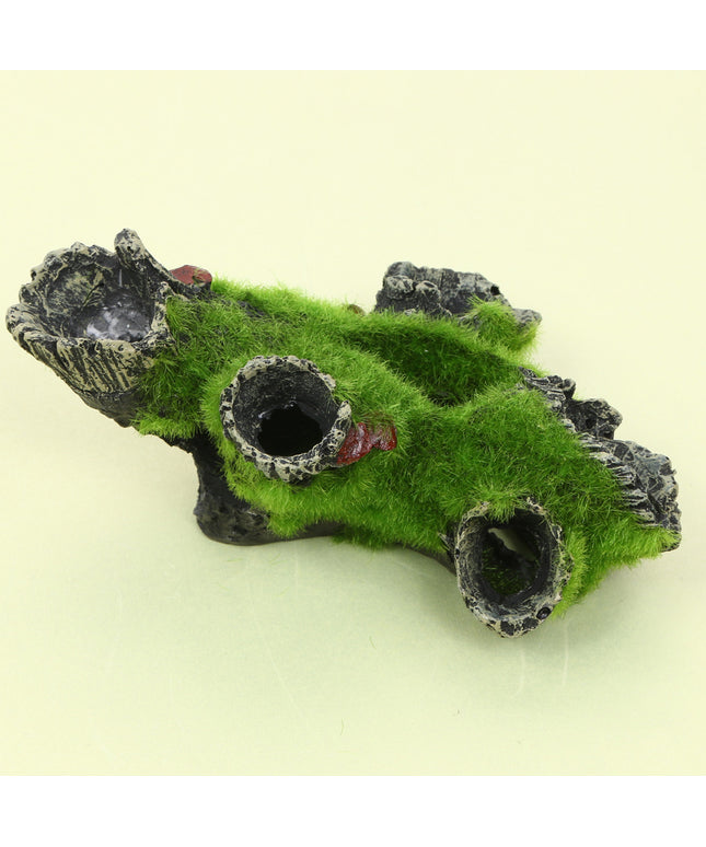 Imitation Moss Tree Root Shrimp Pot Fish Tank Decoration by www.petpexi.com – Synthetic Resin Aquarium Ornament with Flocking Tree Head
