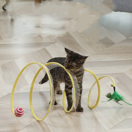 Foldable Cat Tunnel with Mouse-Shaped Toys and Sisal Balls, interactive kitten play set made with safe eco-friendly materials, available at Petpexi

