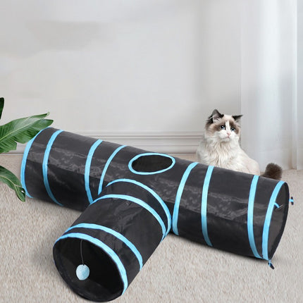 Foldable Cat Tunnel and Toy Set in multiple colors for interactive play, available at Petpexi with fast free shipping across the USA

