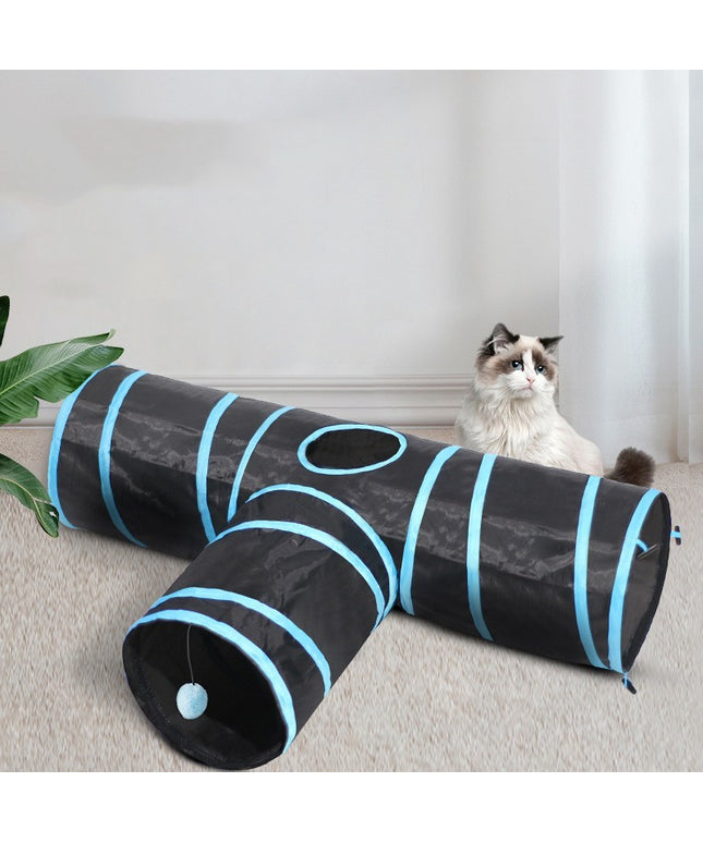 Foldable Cat Tunnel and Toy Set in multiple colors for interactive play, available at Petpexi with fast free shipping across the USA

