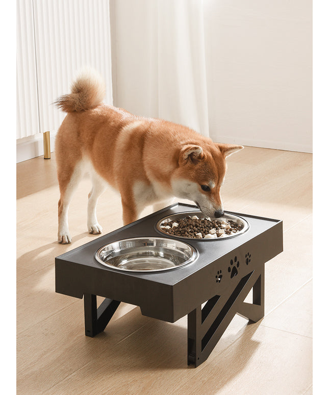 Black collapsible pet feeder bowl made of plastic, ideal for travel and outdoor use – available now on www.petpexi.com with fast & free USA shipping


