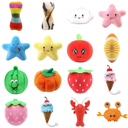 Gooddog Plush Dog Toys – 15pcs Cartoon & Fruit Interactive Chew Toys for Dogs | www.petpexi.com