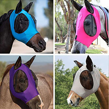 Horse Face Equestrian Universal Mosquito Cover – Black breathable net cover with latex trim, premium fit for all sizes, available at www.petpexi.com with fast & free USA shipping.

