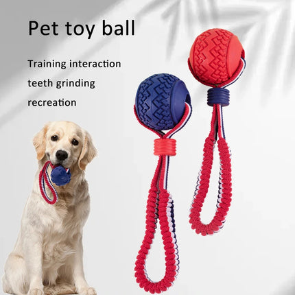 Interactive dog rope chew toy ball for teething and training – durable TPR dog toy from www.petpexi.com with fast free shipping to the USA

