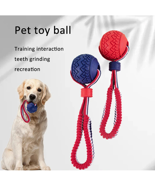 Interactive dog rope chew toy ball for teething and training – durable TPR dog toy from www.petpexi.com with fast free shipping to the USA

