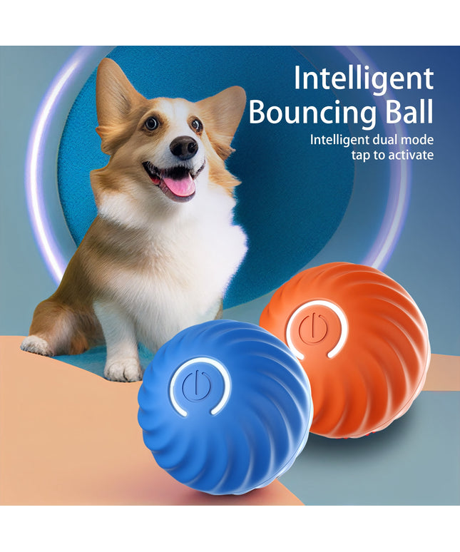 Interactive Bouncing Ball for Dogs from www.petpexi.com, a self-moving, USB rechargeable smart toy with noise-reducing urchin cover for pet entertainment.
