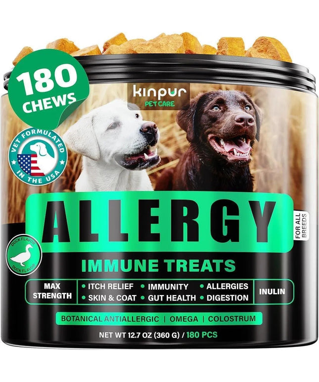  Kinpur Pet Care Natural Dog Allergy Chews for itchy skin and hot spots, available at www.petpexi.com with fast, free US shipping