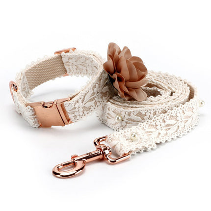 Lace flower pet cat and dog harness with adjustable collar and traction rope for safe, stylish walks | Petpexi