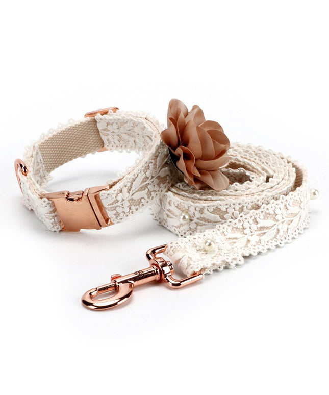 Lace flower pet cat and dog harness with adjustable collar and traction rope for safe, stylish walks | Petpexi