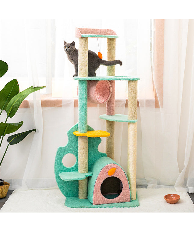 Large multi-level cat scratching post with soft velvet and sisal columns, perfect for play and rest, available at www.petpexi.com


