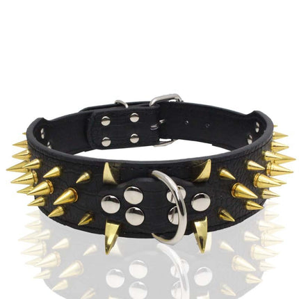 Large explosion-proof rivet bite-proof pet collar made of durable PU material, retractable design, offered by Berry and sold on PetPexi with free USA shipping

