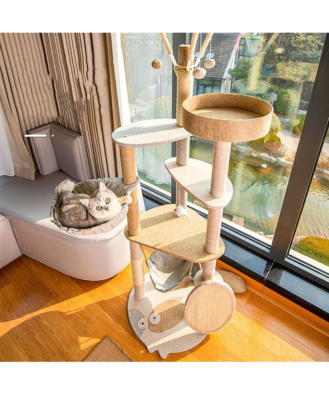 Large Integrated Cat Climbing Frame with Shelf – Luxury Wooden Cat Tree – Available at Petpexi with Free USA Shipping

