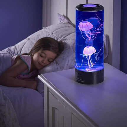 LED Jellyfish Aquarium Lamp color-changing night light on bedside table – USB powered with free USA shipping from PetPexi

