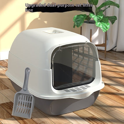 Litter Box Fully Enclosed Cat Toilet in Sakura Pink, Sapphire Blue, and Deep Sky Grey by www.petpexi.com

