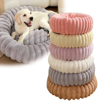 Long Plush Round Pet Bed for Dogs and Cats – Winter Warm Nest from Petpexi with Free USA Shipping


