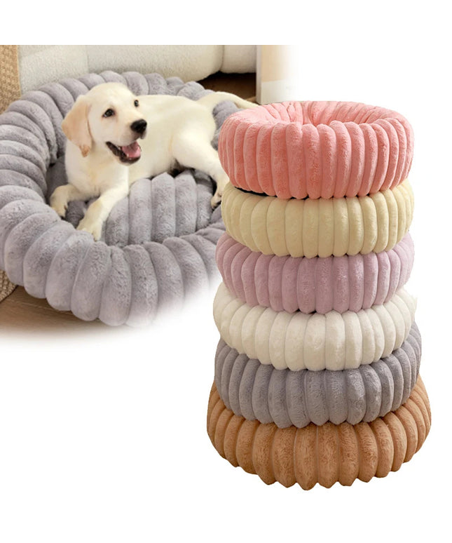 Long Plush Round Pet Bed for Dogs and Cats – Winter Warm Nest from Petpexi with Free USA Shipping

