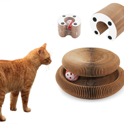 Magic organ cat scratch board made of eco-friendly paper with stylish prints for claw care and fun from PetPexi, free USA shipping

