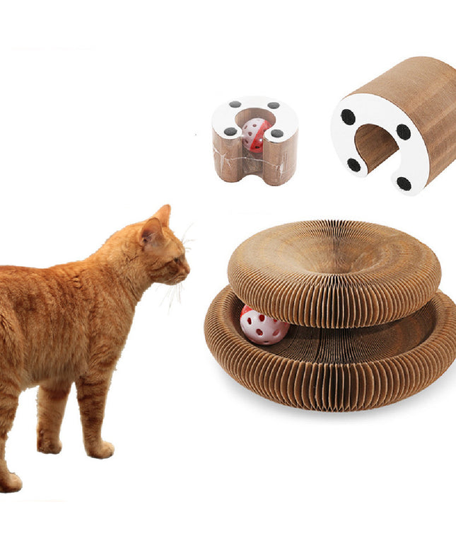 Magic organ cat scratch board made of eco-friendly paper with stylish prints for claw care and fun from PetPexi, free USA shipping

