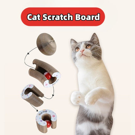 Magic organ foldable corrugated cat scratch board with bell and track ball game for interactive play from PetPexi, free USA shipping

