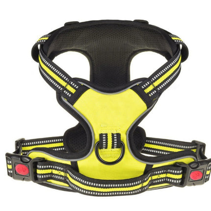 Breathable reflective chest strap harness in black, red, and green by Petpexi, explosion-proof vest-style dog harness for medium to large breeds

