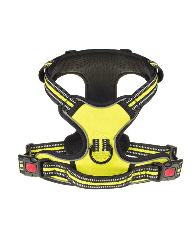 Breathable reflective chest strap harness in black, red, and green by Petpexi, explosion-proof vest-style dog harness for medium to large breeds

