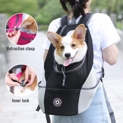 Breathable Mesh Dog Carrier Backpack – Outdoor Travel Pet Bag with Neck Hole and Safety Buckle | Petpexi

