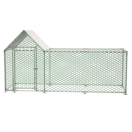 Metal Chicken Coop Walk-in Poultry Cage with PVC Cover for Ducks, Rabbits, and Small Animals


