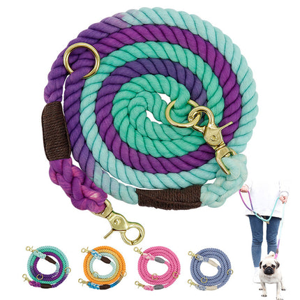 Multi-color cotton dog leash for small, medium, and large dogs – durable, tangle-free walking & training leash at petpexi.com with free USA shipping