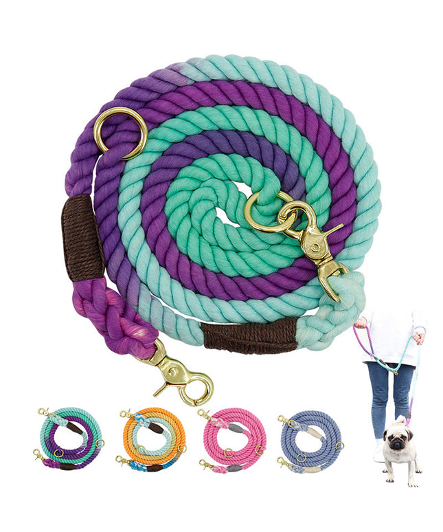 Multi-color cotton dog leash for small, medium, and large dogs – durable, tangle-free walking & training leash at petpexi.com with free USA shipping