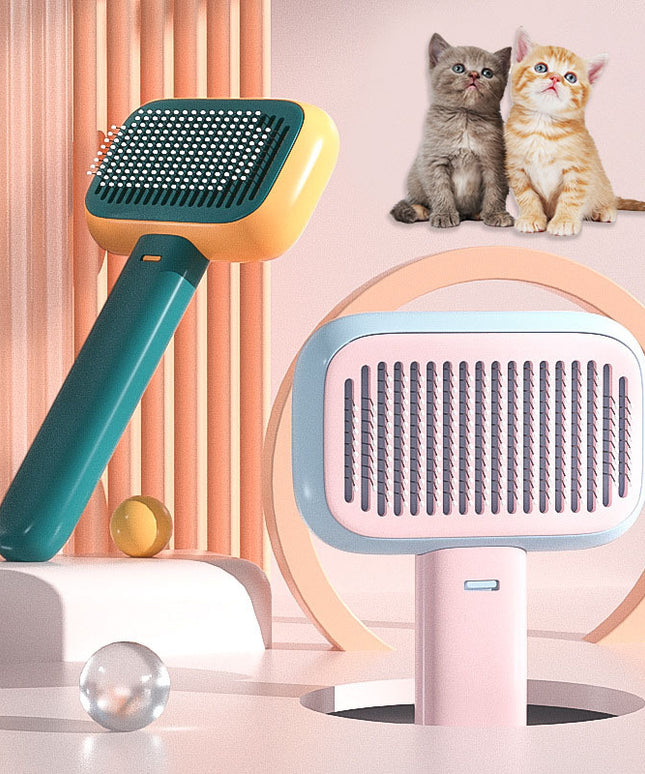New pet hair brush for cats and dogs with stainless steel teeth and ergonomic plastic handle by Petpexi, preventing knots and promoting massage

