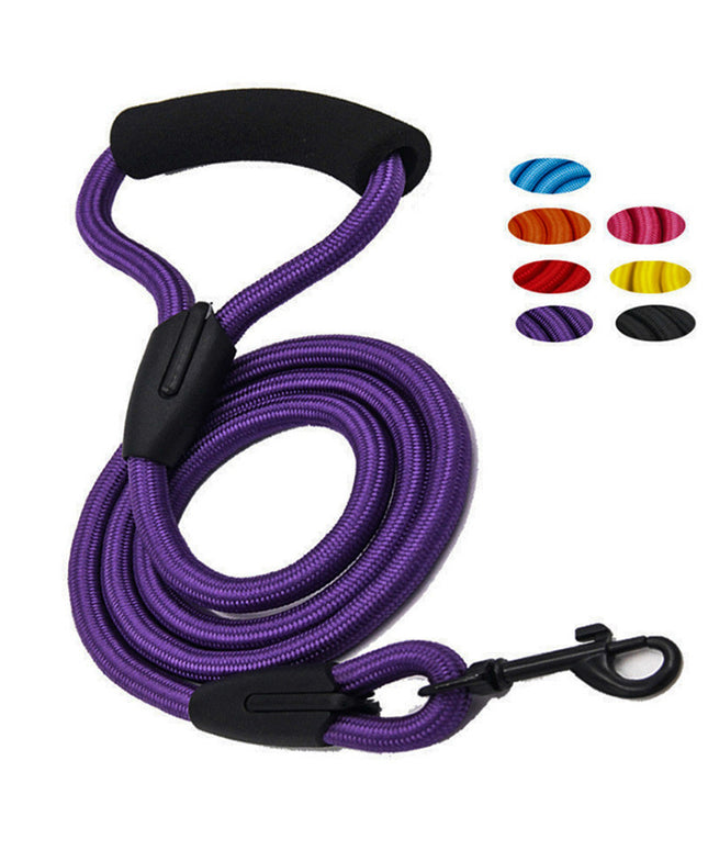 Durable and high-quality nylon pet dog reflective collar for added safety, featuring a foam handle for comfort and a strong metal pull hook for reliability.

