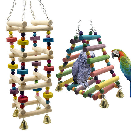 Parakeet Bird Toy Amusement Park Swing Stand – Solid wood and metal toy for parrots.

