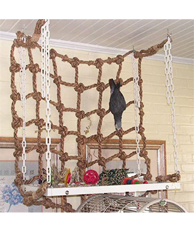 Parrot Bird Hemp Rope Climbing Net – Linen toy for birds crawling and climbing.


