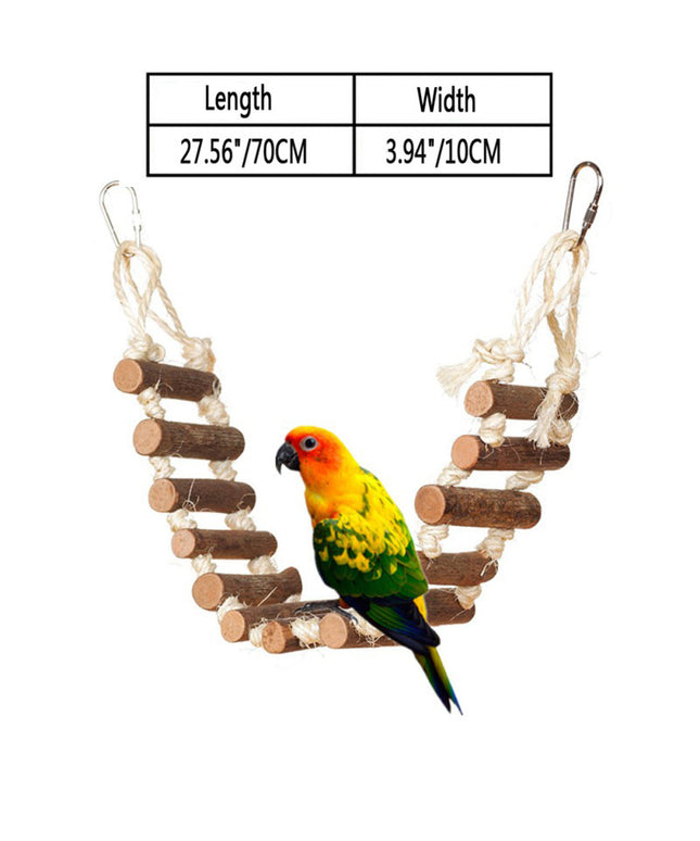 Parrot Nibble Toy – Safe wood and cotton rope toy for birds with colored beads.

