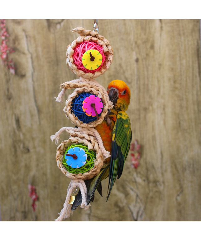 Parrot Supplies Pet Bird Toy – Vine twist & luffa sponge chew toy for parrots.

